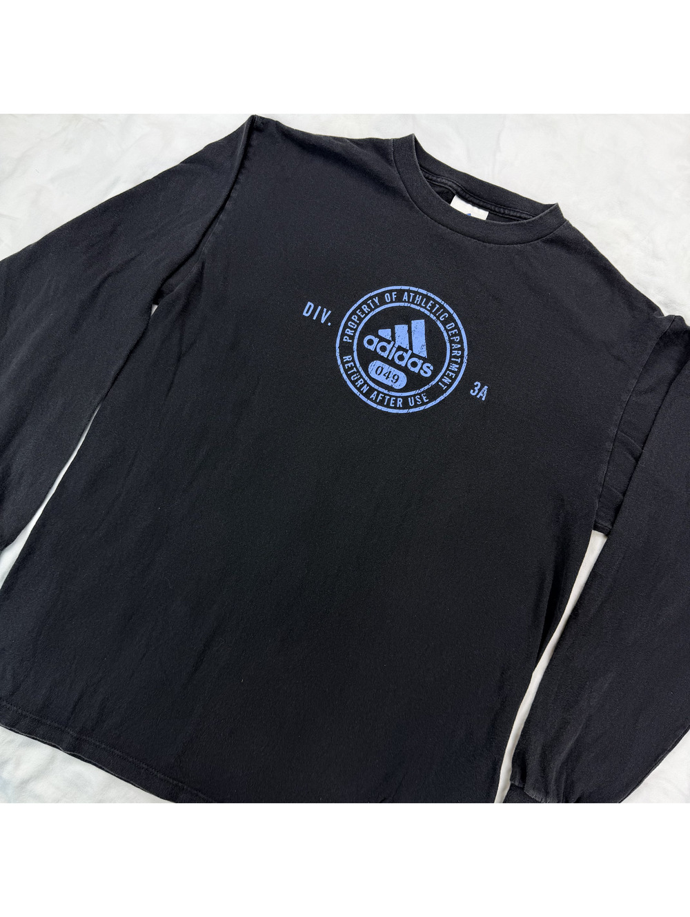 Vintage Adidas Long Sleeve Shirt Mens M Made USA Y2K Athletic Dept Graphic Black